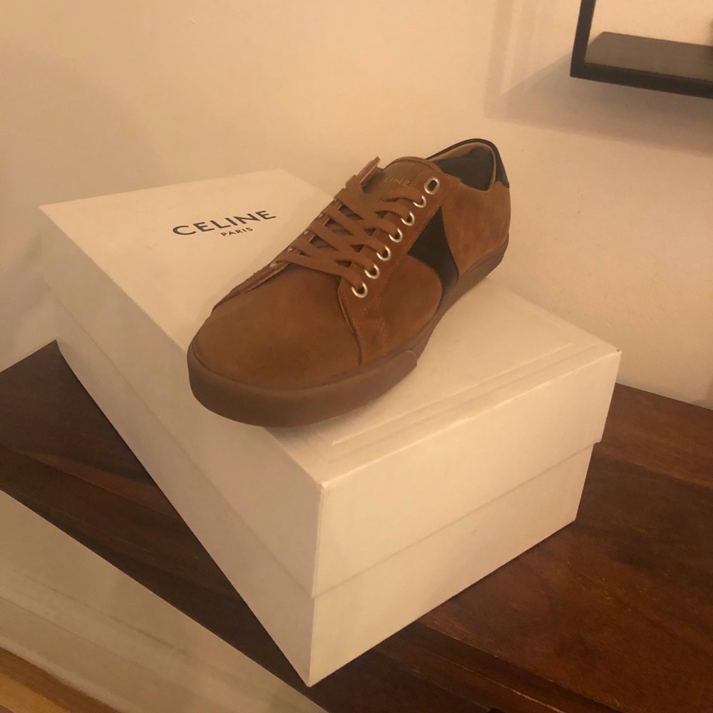 Celine Brown Triomphe Low Top Sneakers